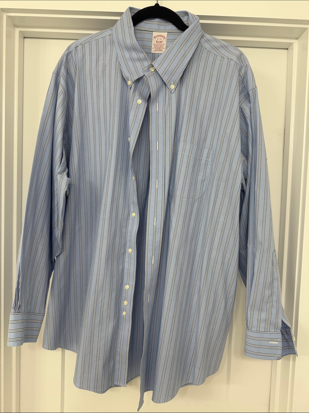 Brooks Brothers 18-34 Traditional Fit Non-Iron Stretch Striped Dress Shirt